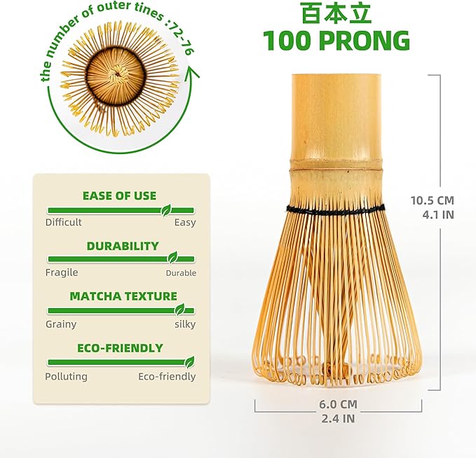 TEANAGOO Matcha Whisk Set, 6-PCS Traditional Starter Set, 100 Prongs Whisk - Image 6