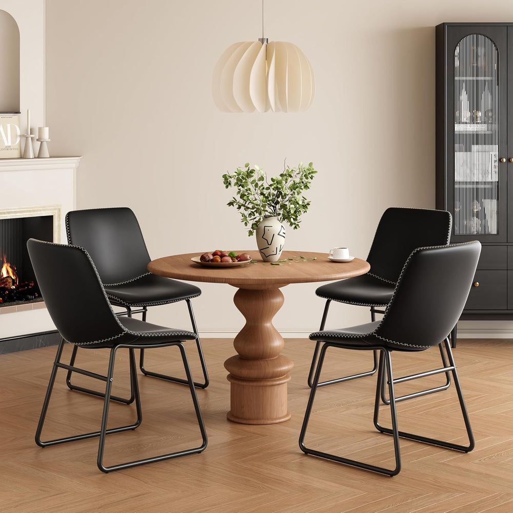Soohow Mid-Century Modern Dining Chairs Set of 4, Faux Leather Upholstered Ki...