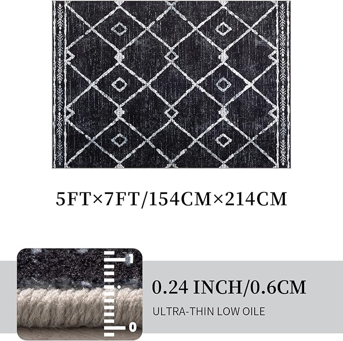 YIHOUSE Moroccan Area Rugs for Living Room 5x7, Western Geometric Soft Low-Pile - Image 4