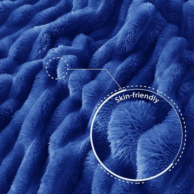 Exclusivo Mezcla King Size Flannel Fleece Blanket, Super Soft Striped Jacquard - Image 5