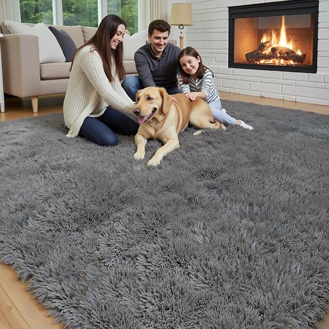 Area Rugs 9x12 Living Room, Large Area Rug Shag Shaggy Carpet Soft Plush Furry - Image 3