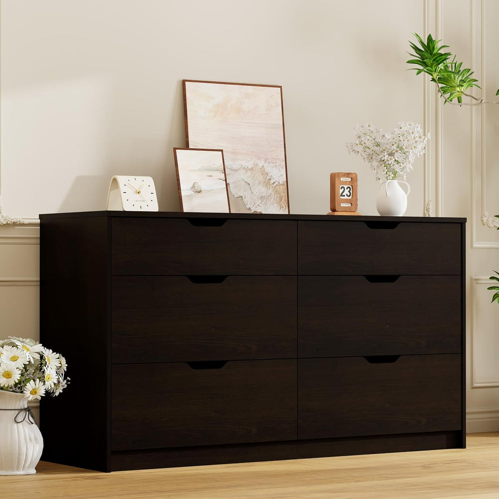 Furmax Dresser for Bedroom with 6 Drawers, 47.2" Modern Dressers, Brown