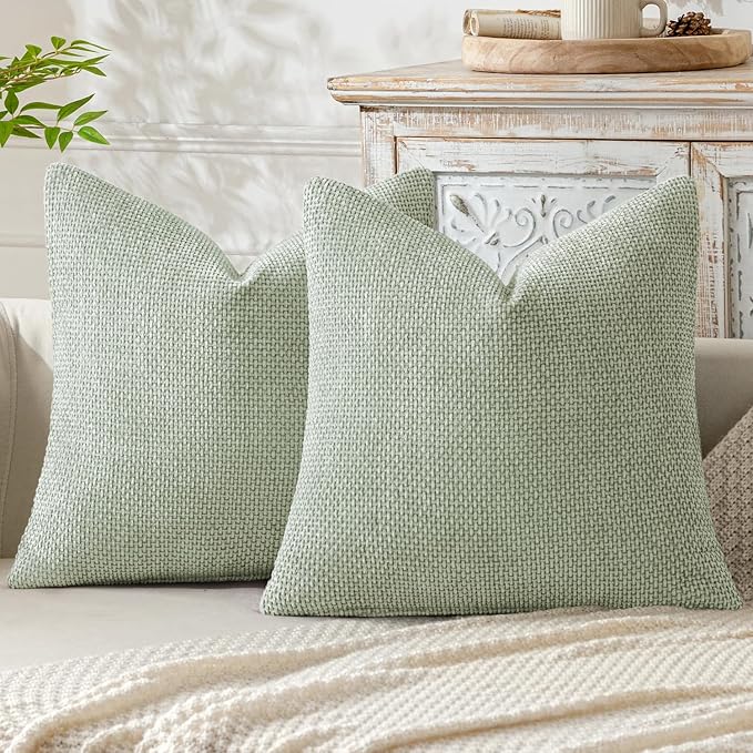 MIULEE Pack of 2 Couch Throw Pillow Covers 18x18 Inch Light Green Modern Boho by MIULEE