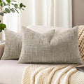 decorUhome Light Brown Chenille Throw Pillow Covers 12x20 Set of 2 Textured by decorUhome
