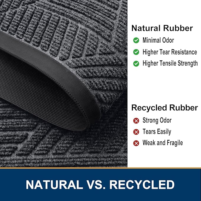 Smiry Front Door Mat Outside Entrance, Heavy Duty Sturdy Natural Rubber Doormat - Image 5