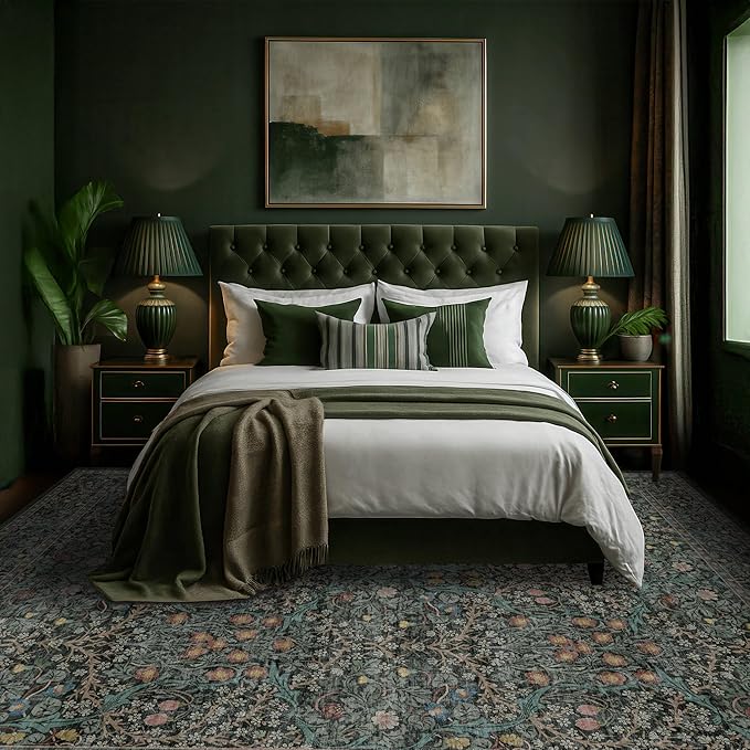 Washable Dark Green 10x12 Rug for Living Room - Image 4