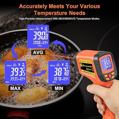 -58°F to 2732°F Digital Infrared Thermometer Gun, 50:1 Distance Ratio Laser - Image 6