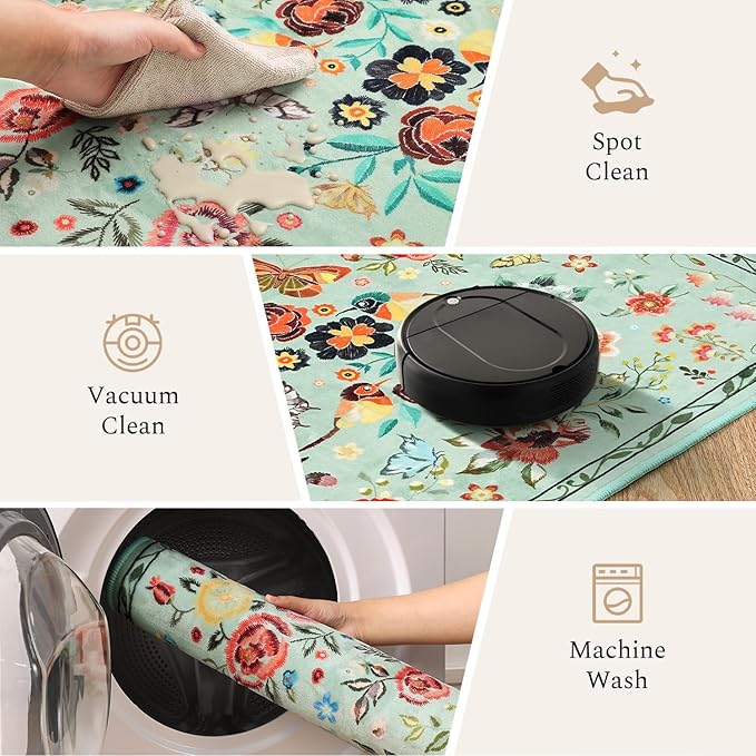 Rugflix 2x6 Runner Rug for Hallway, Washable Kitchen Runner Non Slip, Soft Low - Image 4