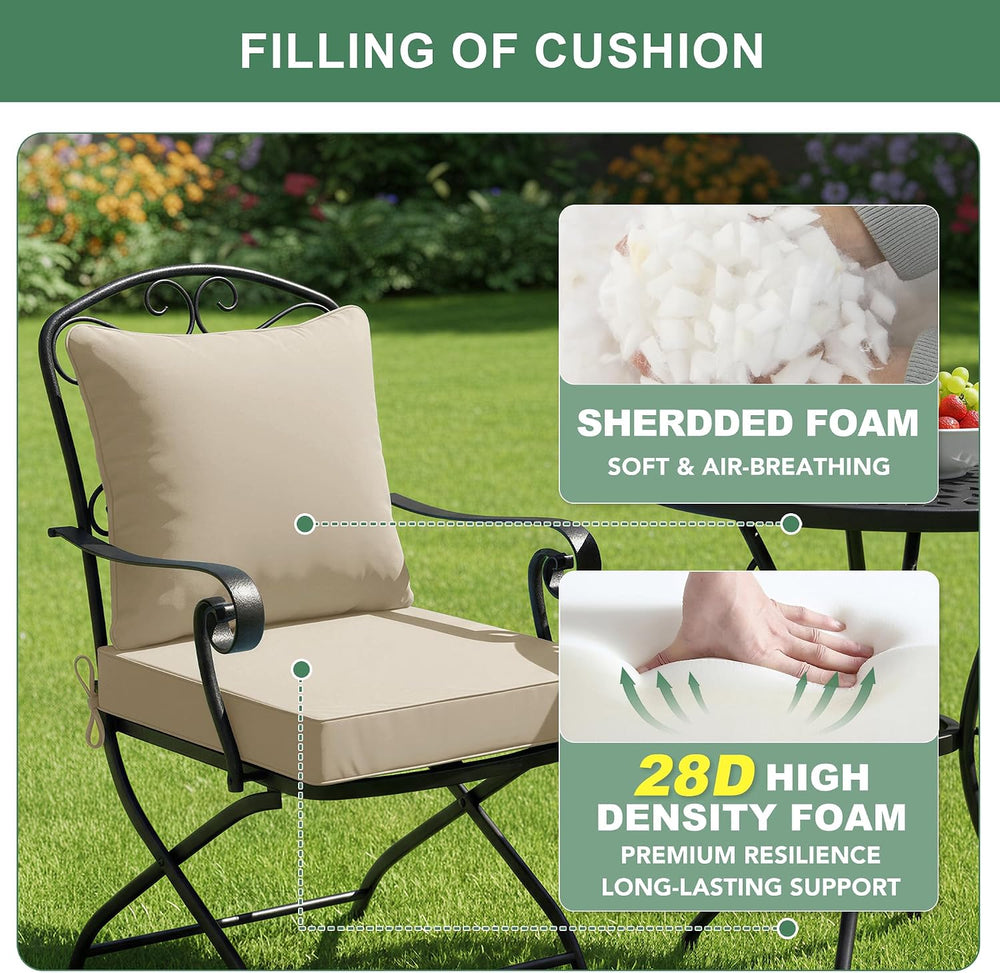 Summsun Outdoor Chair Cushions Set of 4, 24 x 24 Inch, Cream