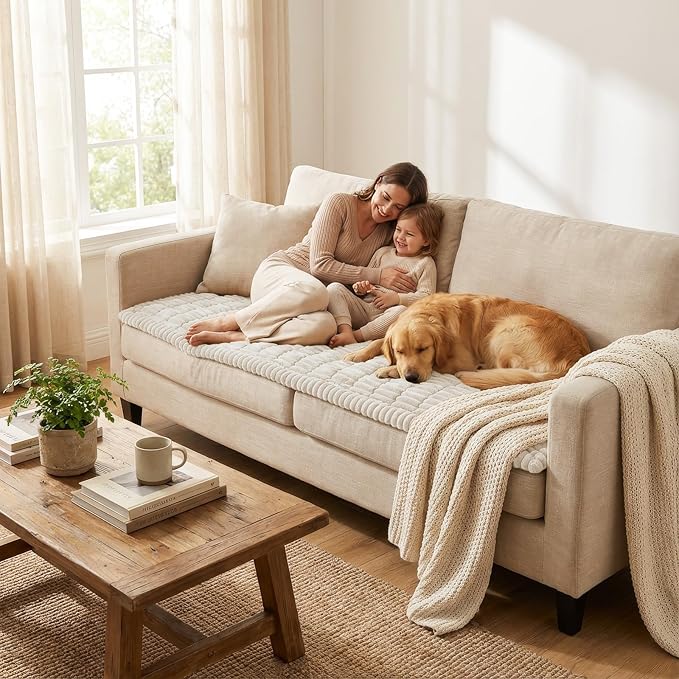 Smiry Couch Cover for Dogs Washable, Non Slip Fuzzy Pet Couch Covers for 3 - Image 5