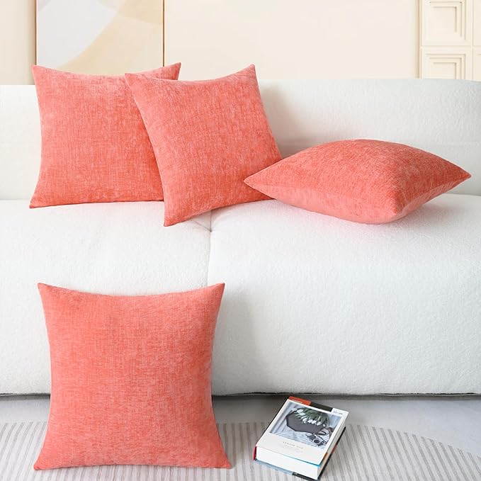 CaliTime Throw Pillow Covers Decorative 18 X 18 Inches Pack of 4 Cozy Chenille - Image 6
