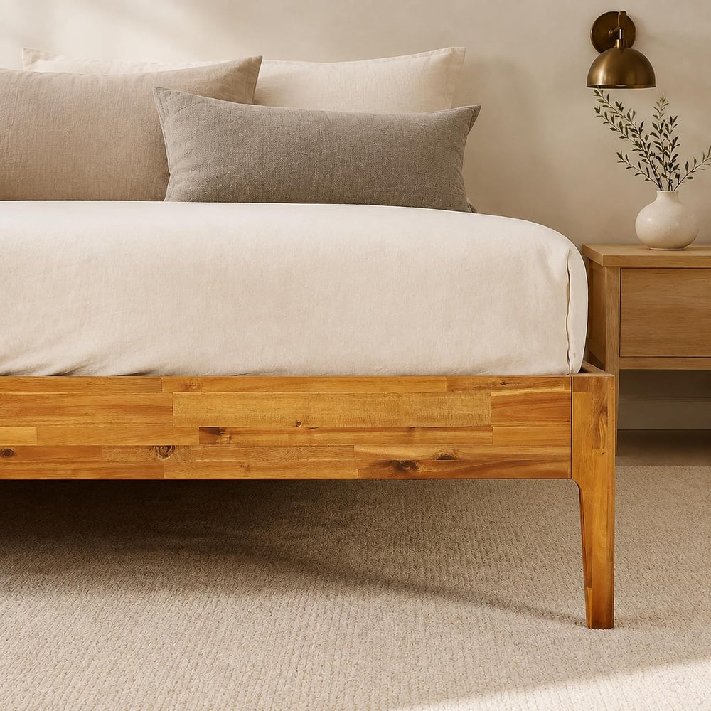 Howizz Camila 14'' Luxury Acacia Wood Bed Frame – Heavy Duty Queen Pl...