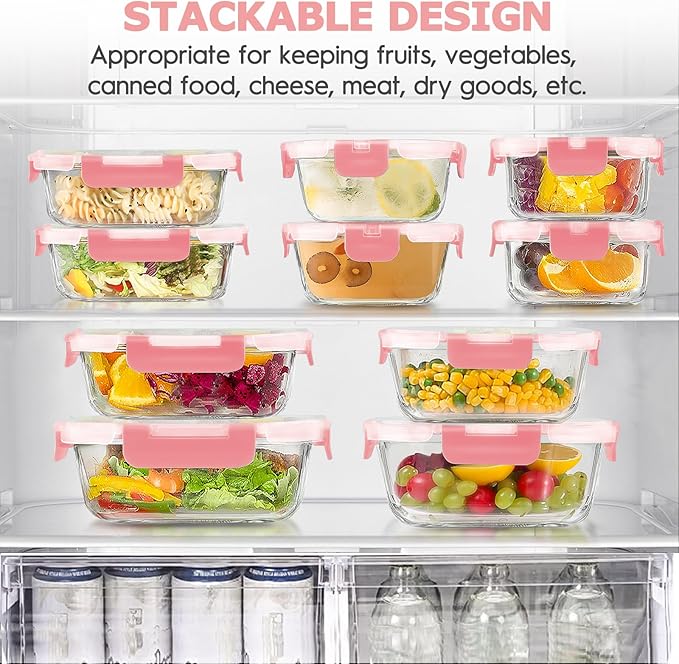 34pcs Glass Food Storage Containers