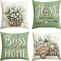 AVOIN colorlife Bless Our Home Farmhouse Eucalyptus Leaves Throw Pillow Covers by AVOINcolorlife