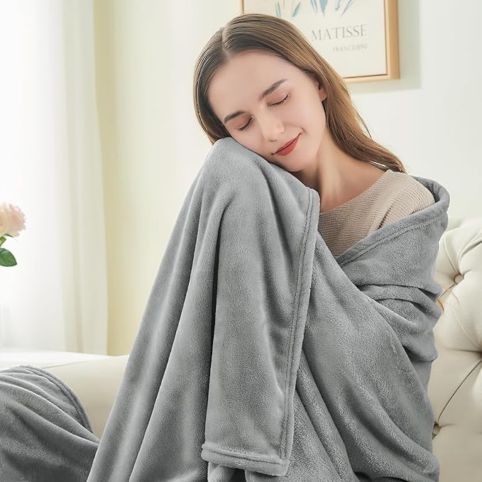 BEDELITE Fleece Blanket Grey Throw Blanket - Image 2