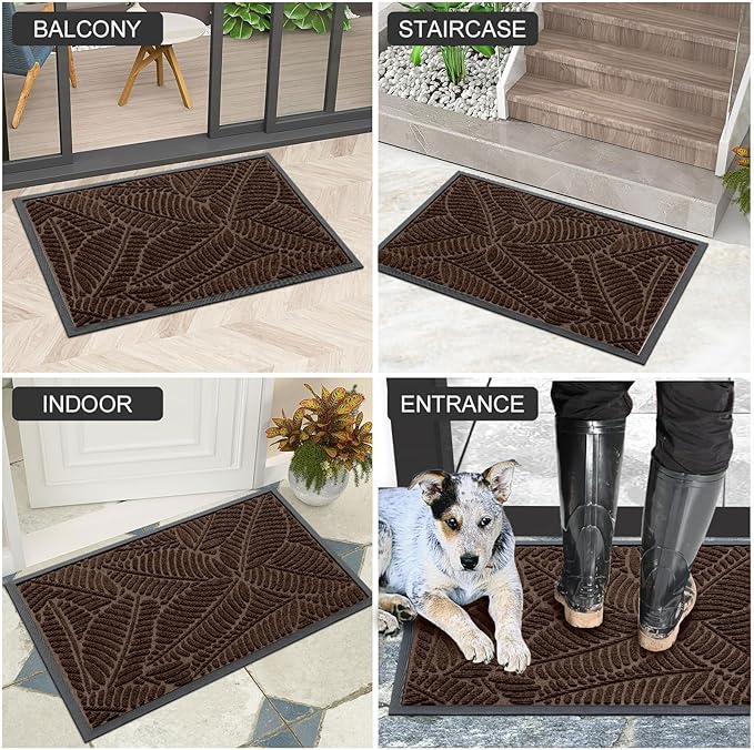 Colorxy Waterproof Doormat, Sturdy Natural Rubber Front Door Mats, Non Slip Low - Image 6
