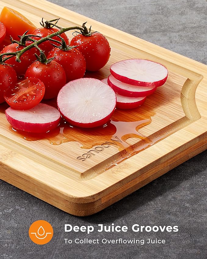 Bamboo Cutting Board for Kitchen, Knife-Friendly Wooden Cutting Boards Set - Image 7