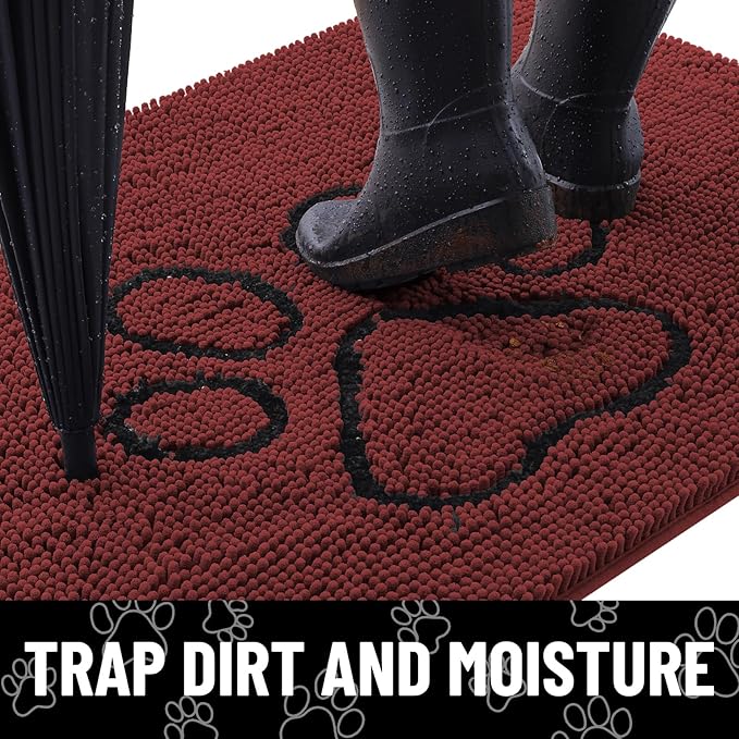 Smiry Dog Door Mat for Muddy Paws, Absorbent Dirt Trapper Non Slip Quick Dry - Image 2