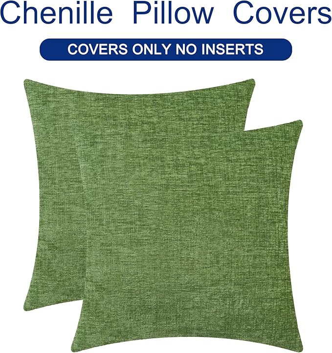 CaliTime Throw Pillow Covers Decorative 22 X 22 Inches Pack of 2 Cozy Chenille - Image 6