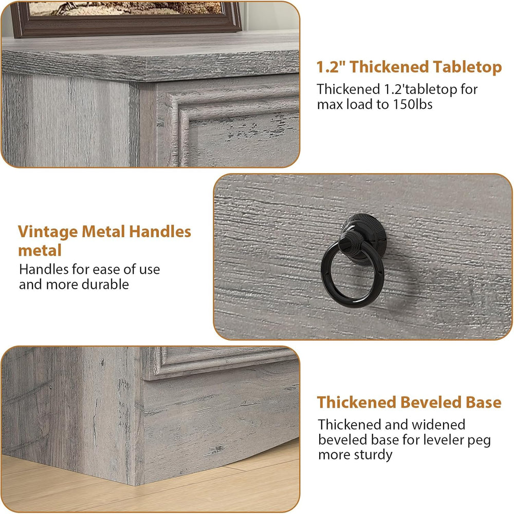 VVFLU 63”W Dressers for Bedroom, Grey Dresser with 10 Deep Drawer, Long Dress...