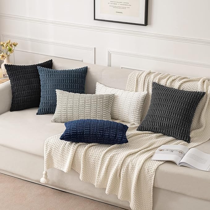 MIULEE Pack of 2 Corduroy Decorative Euro Sham Throw Pillow Covers 24x24 Inch - Image 2