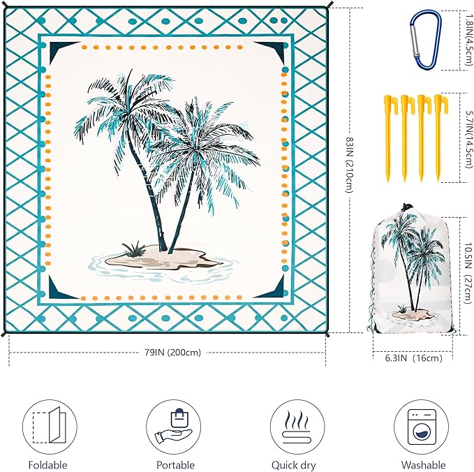 HIHOHO Beach Blanket Waterproof Sandproof Extra Large Beach Mat 79" X - Image 5