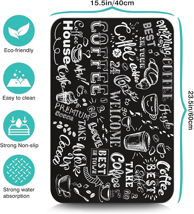 Coffee Bar Mat Accessories for Countertop Super Absorbent Anti-Slip Silicone - Image 5