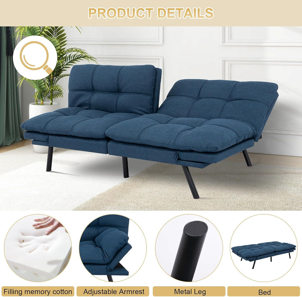 MUUEGM Futon Convertible Sofa Bed, Memory Foam Sleeper Couch,Modern Loveseat ...