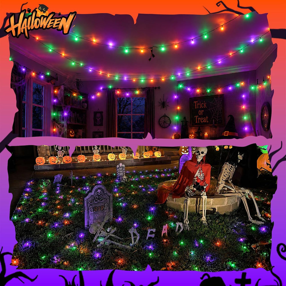 YEGUO Orange Purple Green Halloween Lights Outdoor Waterproof - 165ft 500 LED...