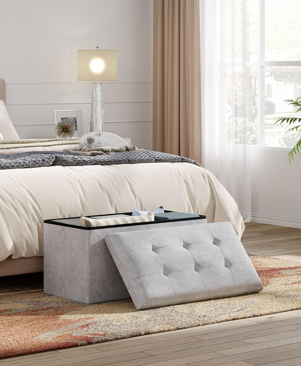 OS MOTOR Folding Storage Ottoman Bench, Dark Gray, 30 Inches | Multi-Function...