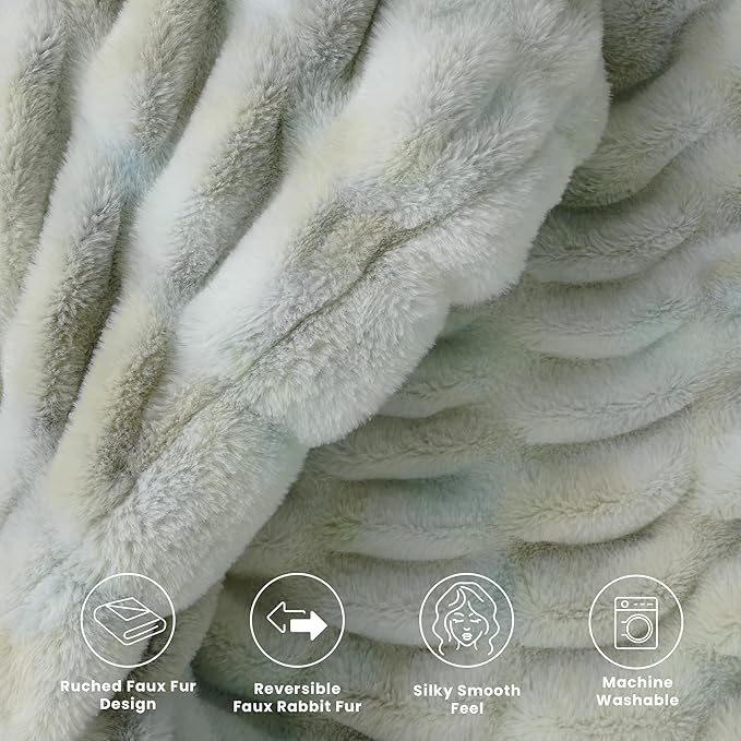 Ultra Soft Cozy Faux Fur Throw Blanket, Fuzzy Plush Thick Fur Blanket, Oversize - Image 5