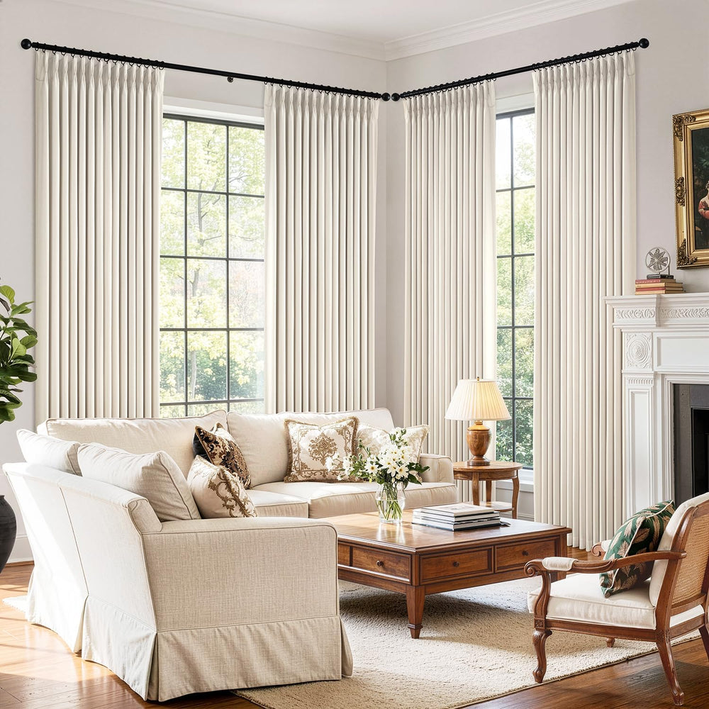 MIULEE Pinch Pleated 100% Blackout Curtains 40"x90" Long Birch 4 Pa...