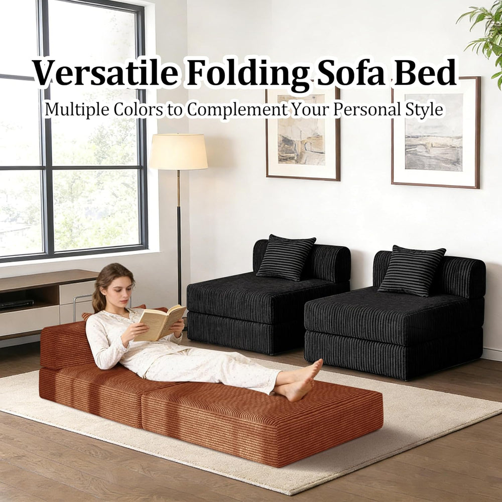 Futon Sofa Bed Modular Loveseat Sleeper Folding Pull Out Couch with Pillows, ...