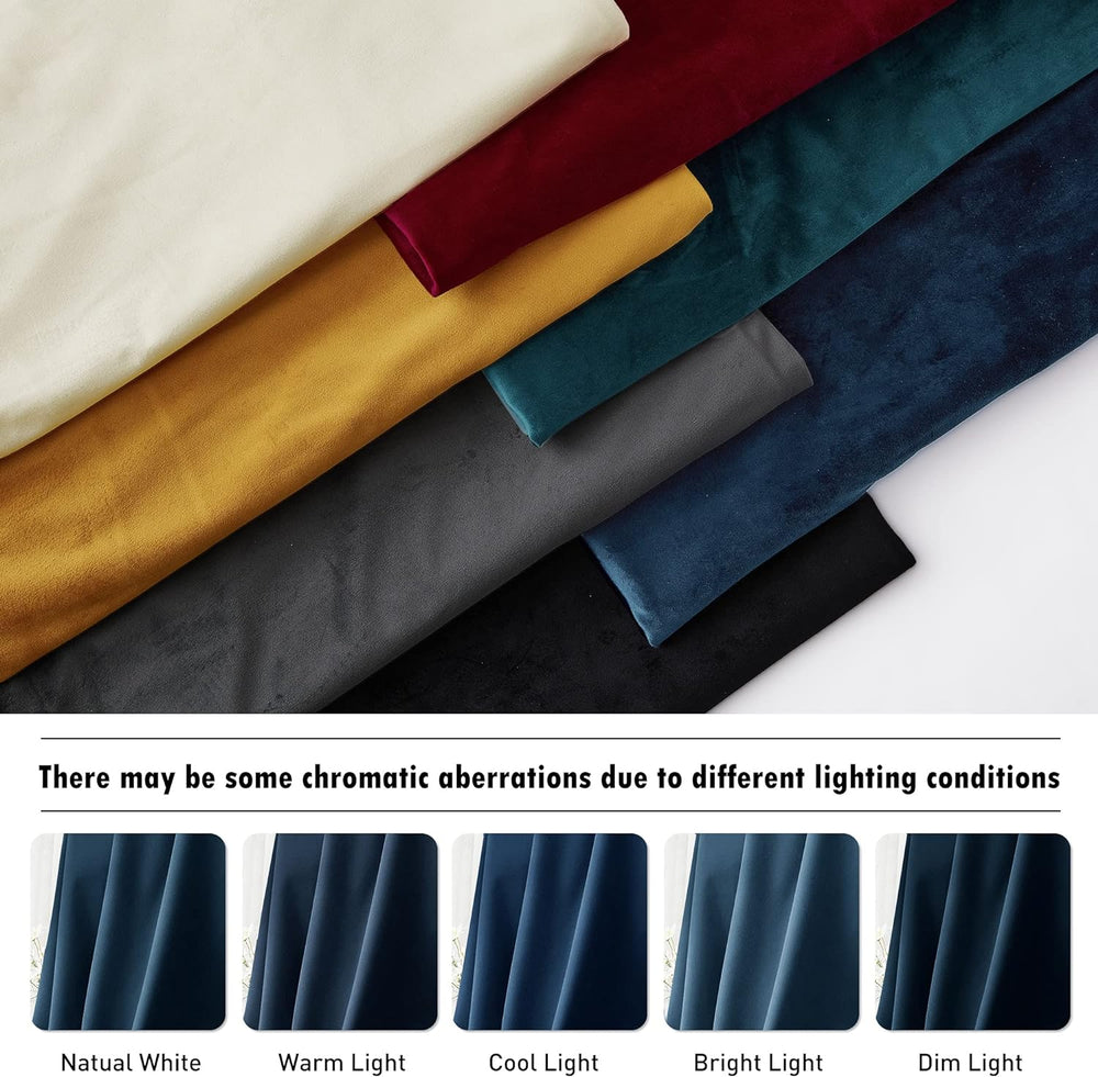RYB HOME Navy Blue Velvet Blackout Curtains 96 inches Bedroom Living Room