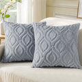 decorUhome Throw Pillow Covers 16x16 Inch Set of 2, Soft Plush Faux Wool Blue by decorUhome