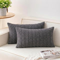 Pack of 2 Corduroy Decorative Throw Pillow Covers 12x24 Inch Soft Striped by Unknown