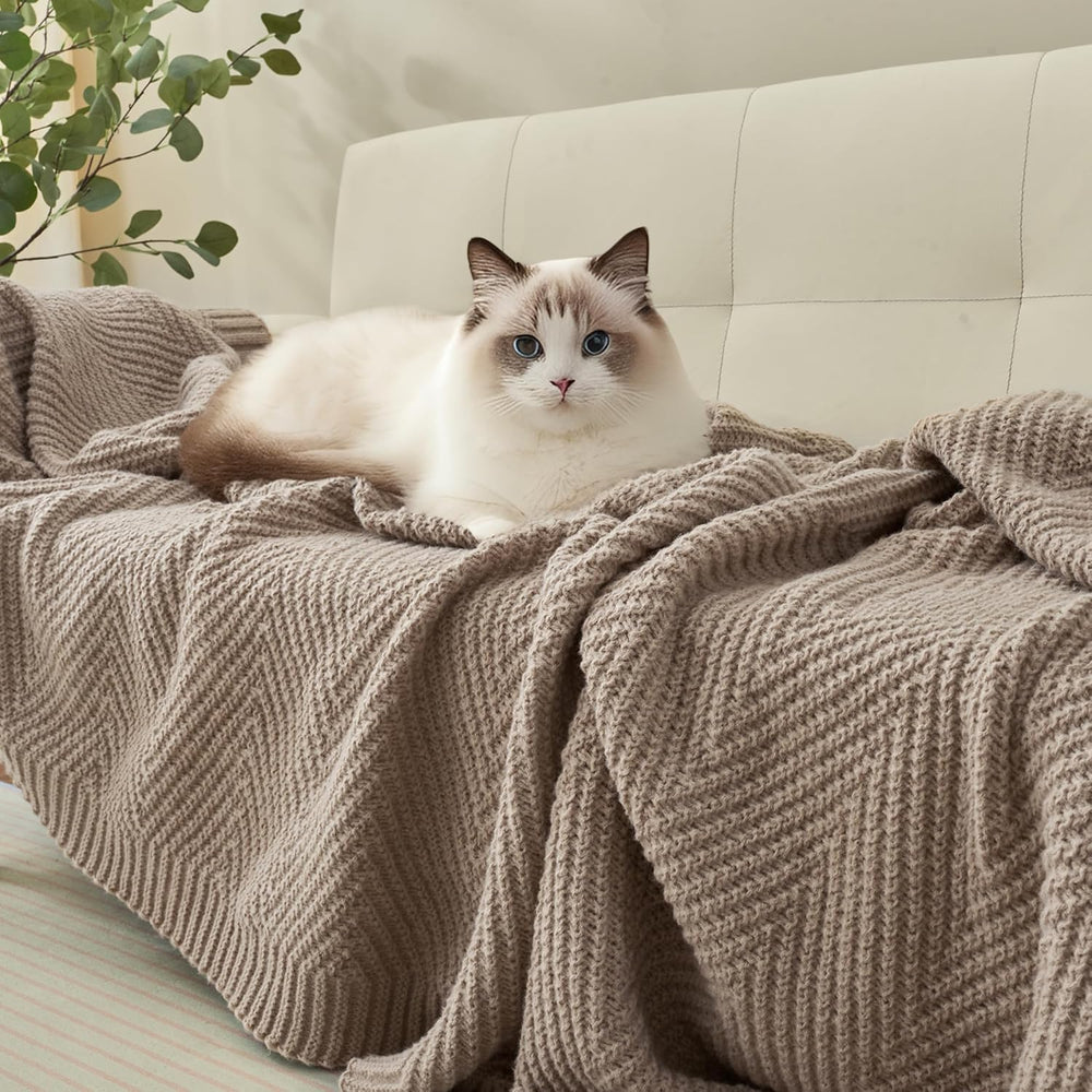 Knitted Throw Blanket for Couch, 50X60 Chevron Bed Knit Throws