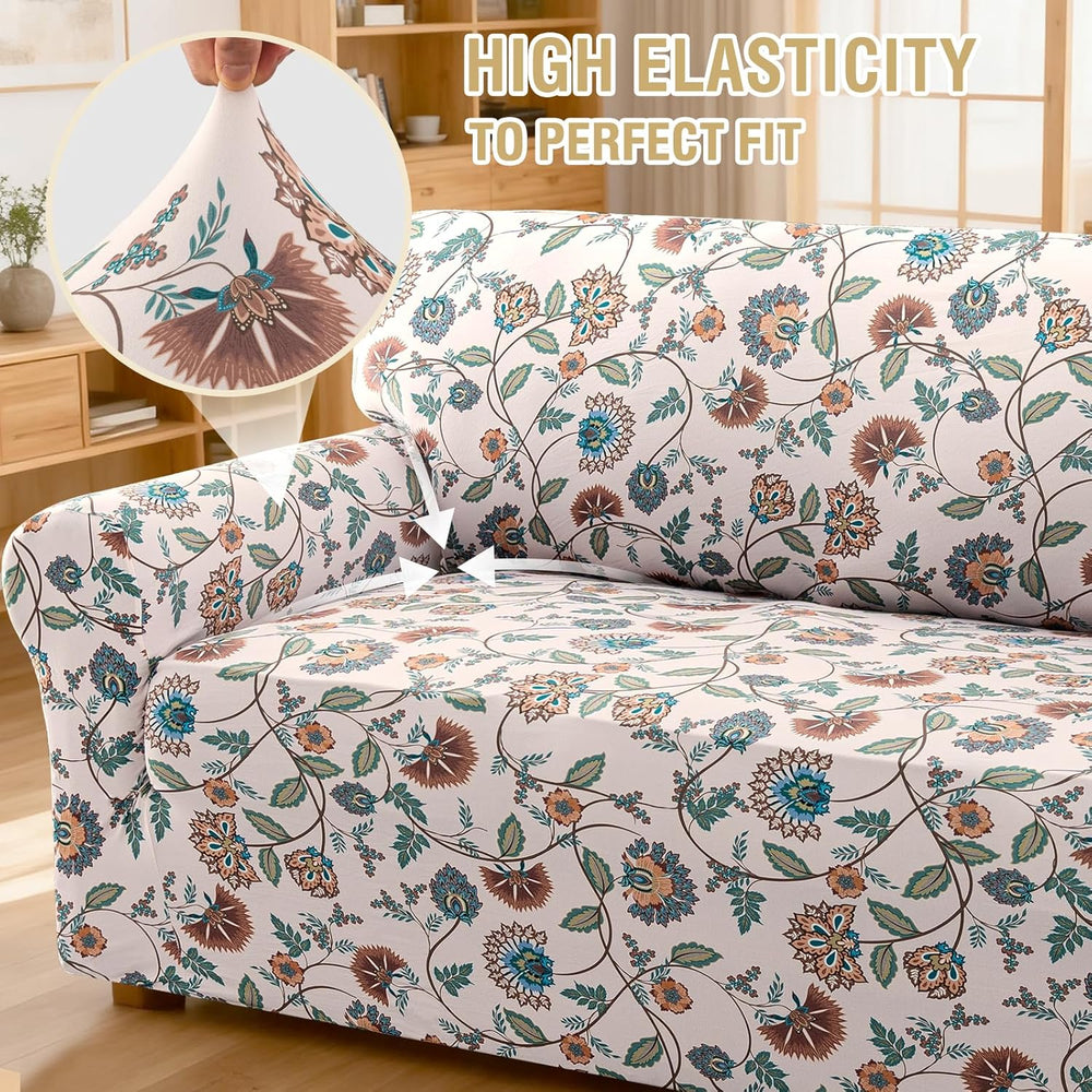 H.VERSAILTEX Printed Loveseat Covers 2 Cushion Couch Covers for Sofa Floral P...