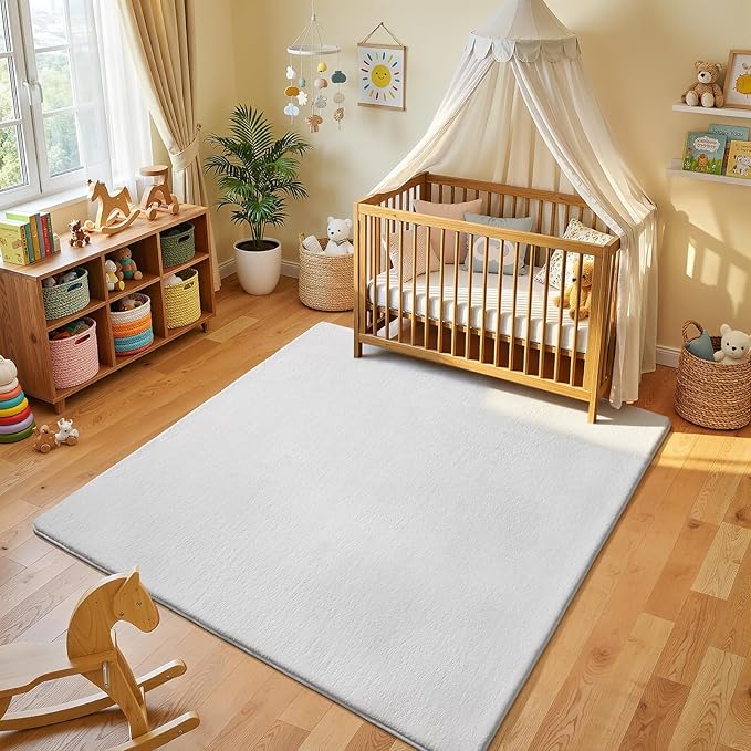 Amearea 5x5 Square Area Rugs for Bedroom Living Room, Modern White Thickened by AmeareaDirect