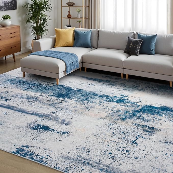 Toneed Abstract Area Rug 5x7 Modern Washable Rug Soft Non Slip Rug Low Pile by Toneed