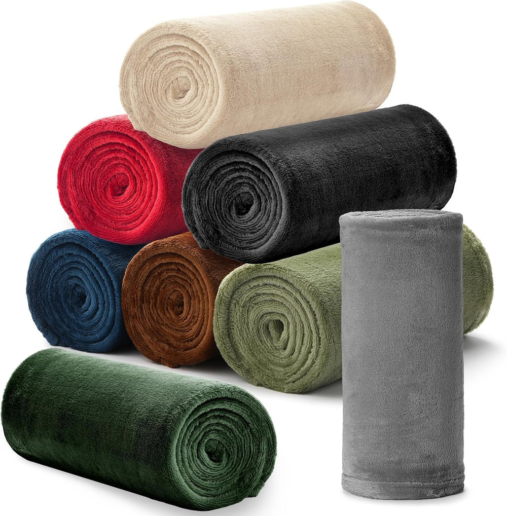 8 Pcs Flannel Fleece Throw Blanket Bulk 50 x 60 in Soft Fleece Throw Blankets...