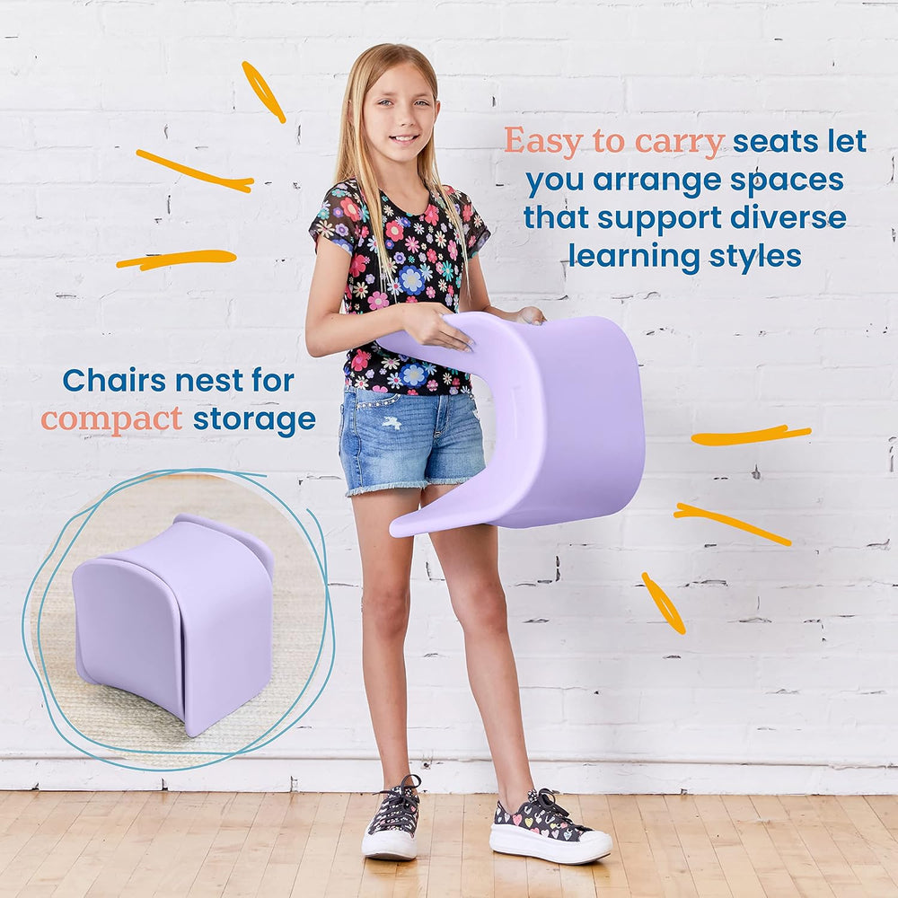 ECR4Kids Wave Seat Perch Stool, 14in - 15.1in Seat Height, Flexible Seating, ...