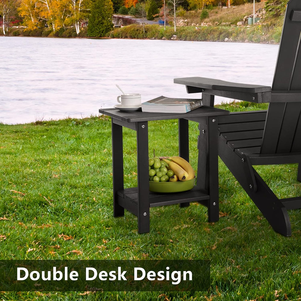 Meluvici Double Adirondack Side Table Weather Resistant, Outdoor Rectangular ...