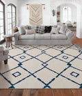 YIHOUSE Boho Rugs for Living Room, 8x10 Western Beige and Blue Area Rug by YIHOUSE