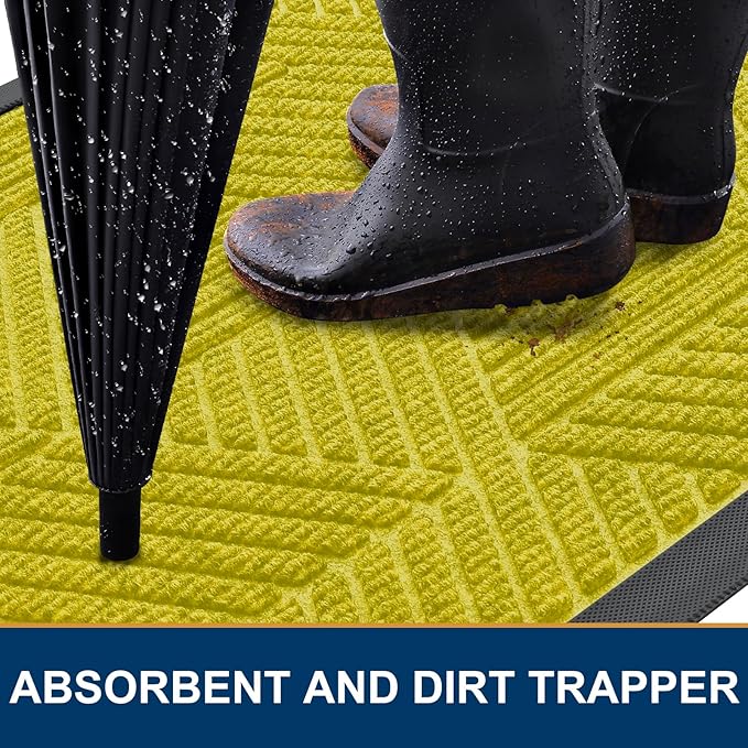 Smiry Front Door Mat Outside Entrance, Heavy Duty Sturdy Natural Rubber Doormat - Image 3