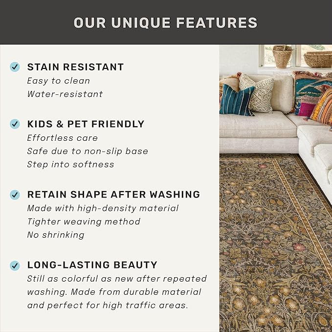 Vintage Brown 3x6 Area Rugs for Large Entryway, Bedroom Beside Rug, Laundry Room - Image 7