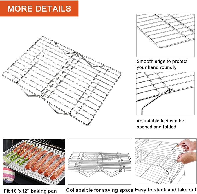 P&P CHEF Cooling Rack, 5-Tier Stainless Steel Stackable Baking Cooking Racks - Image 3