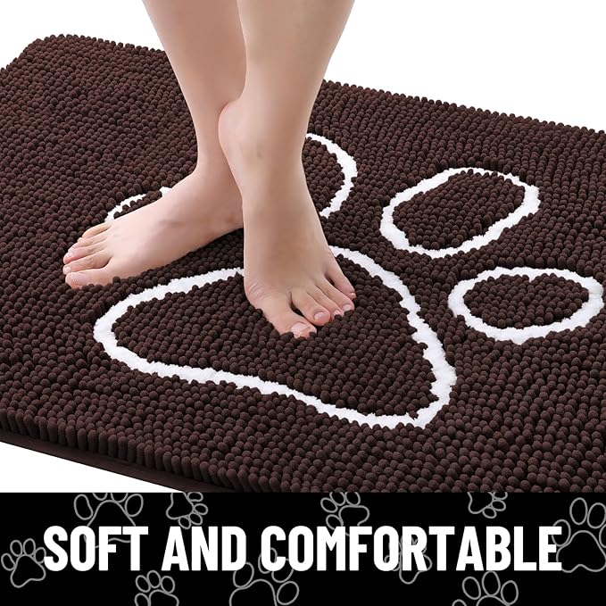 Smiry Dog Door Mat for Muddy Paws, Absorbent Dirt Trapper Non Slip Quick Dry - Image 4