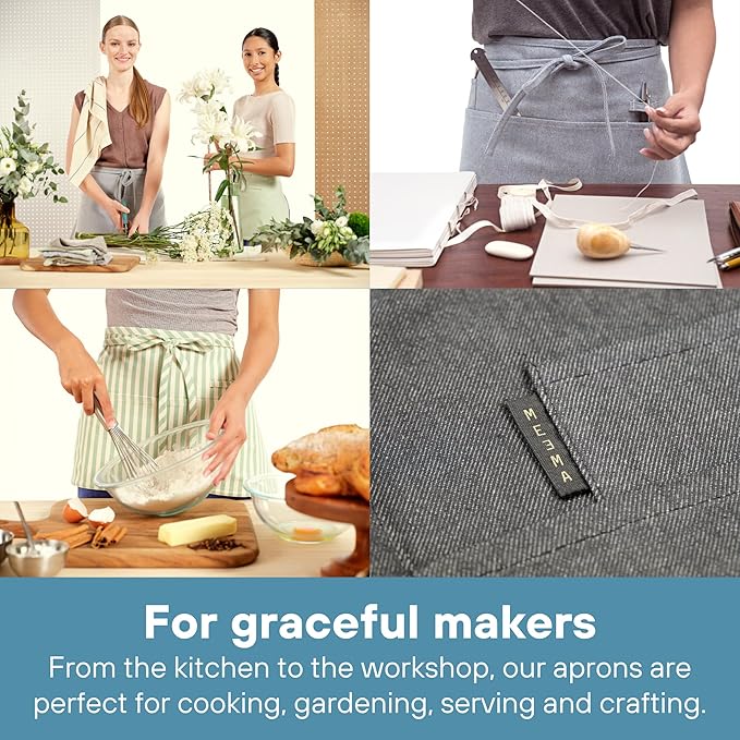 MEEMA Chef Waist Apron Cotton Fabric |Washable & Breathable Waitress & Server - Image 8