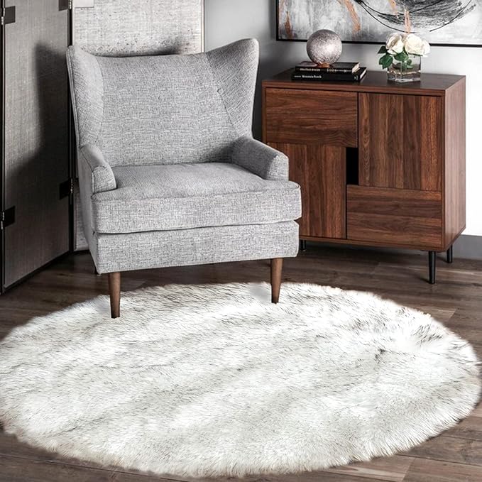 Latepis Round Area Rugs 6ft White - Image 7